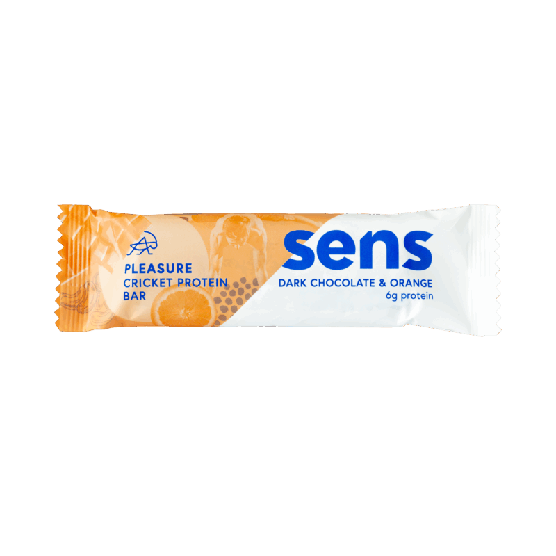 Barres protéinées Pleasure Criquet - Goût Chocolat Noir & Orange